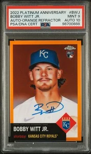2022 Topps Chrome Platinum Anniversary Bobby Witt Jr Auto Orange /25 PSA 9 - Foto 1 di 2