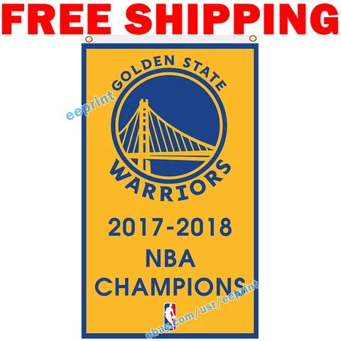 Golden State Warriors 2017 2018 NBA Finals Champions Flag 3x5 ft Vertical NEW Cover