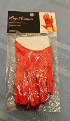 Leg Avenue Mini Cropped Satin Gloves Red - Image 1 of 3