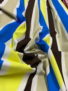 2.5m X 150m : YELLOW/BROWN STRIPE MEDIUM WEIGHT NYLON ELASTANE (LYCRA) FABRIC - Foto 1 di 3