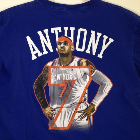 Carmelo Anthony New York Knicks Majestic NBA Shirt Size L #7 NICE 2-Sided Cover