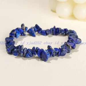 Natural 5-8mm Lapis Lazuli Chip Beads Crystal Stone Healing Delicate Bracelet - Picture 1 of 12