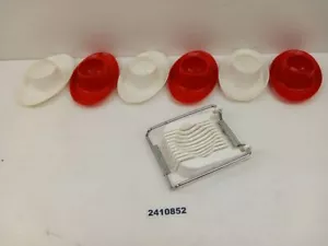 Set Eierschneider und 6x Eierbecher DDR Polyha rot weiß Kunststoff #2410852 - Bild 1 von 13