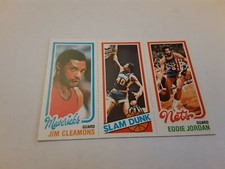 1980-81 Basketball Topps Card 157 / 261 / 63  E Jordan J Cleamons Slam Dunk 
