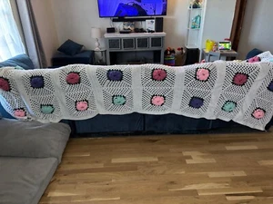 hand made afghans crocheted vintage. Approx 10 ft 6 in by 5 ft 3 in - Picture 1 of 2