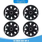 Glossy Black 16" 4Pcs Wheel Covers Snap Hubcaps Caps Fits R16 Tire & Steel Rim