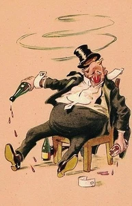Illustratore Italiano Serie Umoristica anni '30 PC Circa 1930 10 L'ubriaco Vino - Imagen 1 de 1