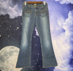 Y2K Low Rise Flare Jeans Gr. 5 Festival Wide Leg Denim 2000s Just USA Grunge - Bild 1 von 10