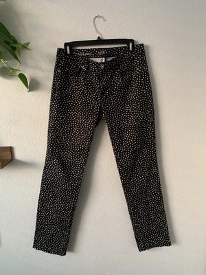 Pantalones rectos modernos para mujer Ann Taylor Loft a lunares talla 28/6 negros beige Foto 1 de 4