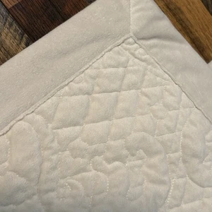 Lenox Washed Velvet Quilted Pillow Shams 2 Standard Ivory Cream Cotton Fill Soft - Picture 1 of 15