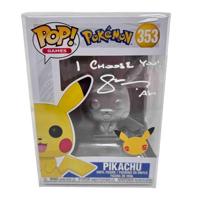 Autografiado Sarah Natochenny Pokémon Pikachu #353 Funko Pop!  Foto 1 de 4