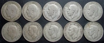 10 -  2  SHILLINGS/ FLORIN - KING GEORGE  V & VI - .50 SILVER - Image 1 of 2