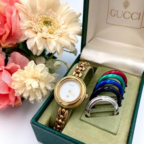 Gucci Change Bezel 6 Colori Bianco Oro 1100 L Lunetta Orologio Usatoonante Funziona