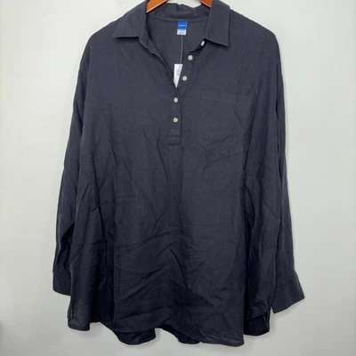 Gap Maternity Women's Tunic Top Size L Black Long Sleeve Pullover Linen Blend - Image 1 of 4