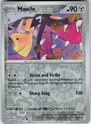 Pokemon Mawile 112/162 SV05: Temporal Forces NM Reverse Holo card - Image 1 of 2
