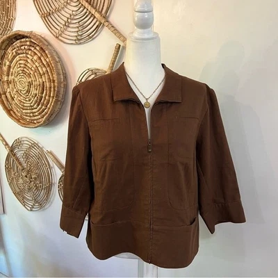 Винтажная льняная куртка Coldwater Creek V#B193 Fall Core тихая роскошная P14 - Изображение 1 из 4