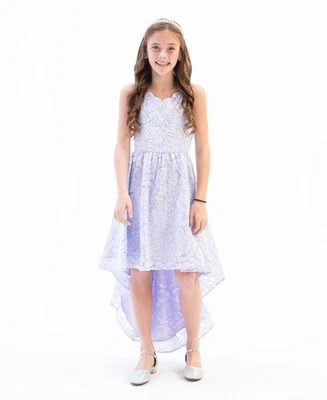 Rare Editions Big Girls Sequin Lace Party Dress - Lavender - 14 - Image 1 of 3