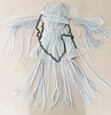 🎃👻 HALLOWEEN BELLEZA EMBRUJADA FANTASMA Niñas 8-10 - Encaje, Malla y Cadenas 🕯️ ¡ESPELUZNANTE! Foto 1 de 4