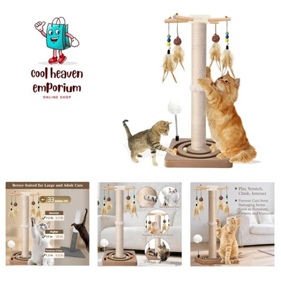 Tall Cat Scratching Post, 33 Inches, Sisal, Interactive Furniture Toys for In... - Image 1 of 4