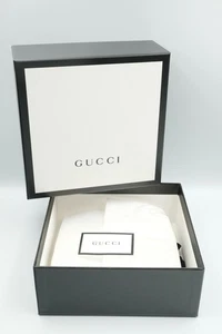 AUTHENTIC GUCCI EMPTY BOX Black White 7.5" x 7.5" x 3" W/ Tissue Paper & Ribbon - Picture 1 of 6