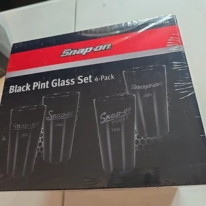 Snap-On Tools Black Pint Glass Set 4pc SEALED - Picture 1 of 4