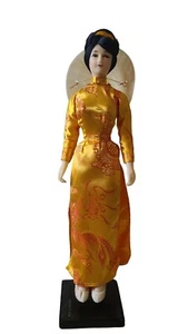 Chang Hung Vietnam Doll 13” Doll Dress Hats Heels Wood Base  - Picture 1 of 7