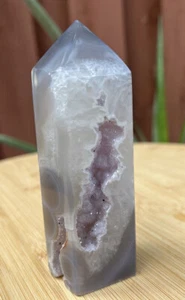 Achat Druzy Turm poliert IV - Bild 1 von 5