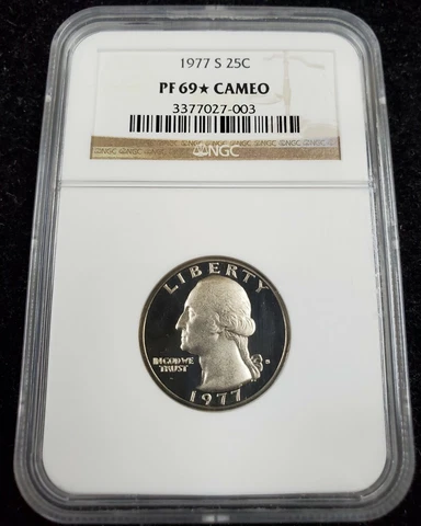 1977-S 25c Proof Washington Quarter- NGC PF 69* Cameo Cover