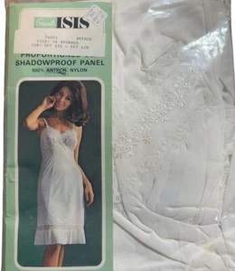 Vtg White Nylon Slip 34 Average NIP New In Pkg WT Grant Co. ISIS Brand Lace Trim - Picture 1 of 8