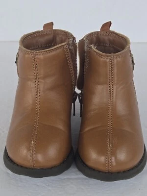 Carter's Brown Toddler Boots Leather Sz 5 With Heart Faux Buckle On Side Zipper - Image 1 of 4