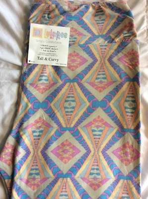 Nova Leggings Lularoe TC Alta Curvilínea Bege Bronzeado Pastel Diamantes Ampulheta Unicórnio * - Imagem 1 de 4