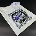 Men's T-shirt Nike Short Sleeve Athletic White Purple Swoosh  Printed S-2XL