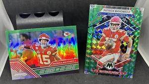 2020 PATRICK MAHOMES II GREEN PRIZM Go Hard Go Home 1 + Mosaic 251 Chiefs Lot X2 - Picture 1 of 5