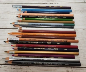 Prismacolor Sanford USED Colored Pencils Lot Violet Black Gold Apple Blender - Picture 1 of 5
