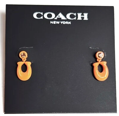 Coach Reserve подпись эмали маленький подвеской серьги оранжевый гипоаллергенный новый с Ярлыками - Изображение 1 из 4