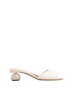 ROGER VIVIER $1195 с белый Jewel каблук и наппа кожи 45 мм мулы новый - Изображение 1 из 4