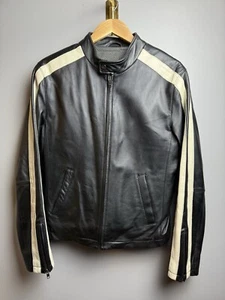 Danier Leather Motorcycle Jacket Striped Mens Small - Picture 1 of 7