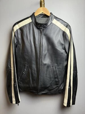 Jaqueta masculina listrada de couro Danier para motocicleta pequena - Imagem 1 de 4