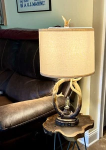 Dual USB Charging Port Deer Antler Table Lamp NO LAMP SHADE - Picture 1 of 18