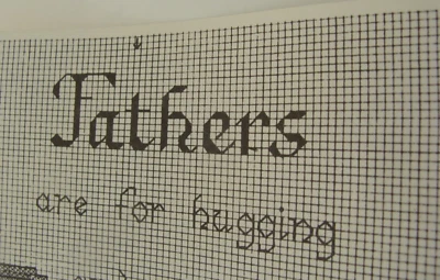 VTG 1987 Sweetheart Tree Cross Stitch Chart PatternsFathers Are For Hugging Card - Image 1 of 4