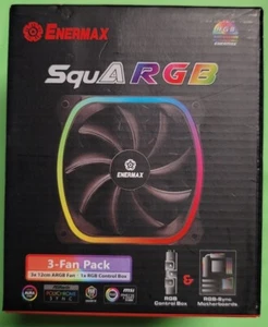 Enermax SquARGB 3-Fan Pack 3x12cm ARGB Fan 1x RGB Control Box UCSQARGB12P-BP3 - Picture 1 of 4