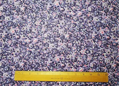 Vintage Purple Floral Cotton Fabric 3.5 Yards 36" Wide Unbranded Small Scale - Image 1 of 2