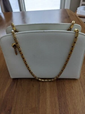 Vintage Coblentz Box Purse White Snake Skin Textured Leather w/ Gold Tone Detail - Image 1 of 4