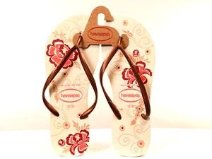 Havaianas Flip Flops Erwachsene Damen 11/12 Blumen Sandalen rosa bronze schmal Blume - Bild 1 von 3