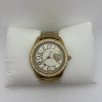 Reloj Betsy Johnson Mujer Dorado Con Corazones Y Gemas Batería Nueva BJ00048-14 Foto 1 de 4