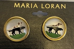 Aretes de colección Maria Loran Essex de vidrio perro perro perro perro sin usar en tarjeta - Imagen 1 de 5