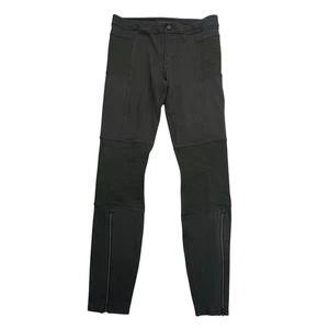 Athleta Moto Leggings Olive Womens Size 6 Ribbed Panel Zipper Athleisure Pants - Picture 1 of 17