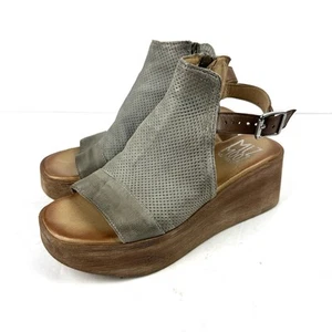 Sandalias de plataforma Miz Mooz Giselle 39 zapatos con hebilla de cuero gris para mujer - Imagen 1 de 12
