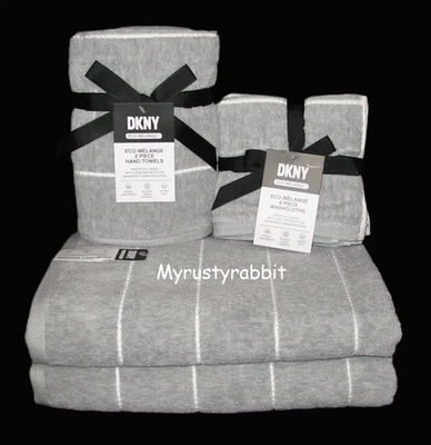 Juego de toallas de baño DKNY ~ 2 baños 2 manos 4 paños gris claro 8 piezas Foto 1 de 4