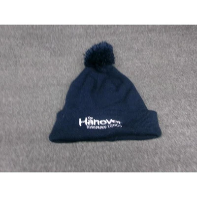 Sombrero gorro azul pompón bordado logotipo promocional Hannover Insurance Group Foto 1 de 4